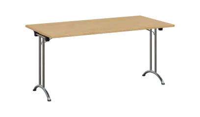 SLC 160 chrom skládací jednací stůl 1600x800, deska 25 mm, podnož chrom, deska javor horský